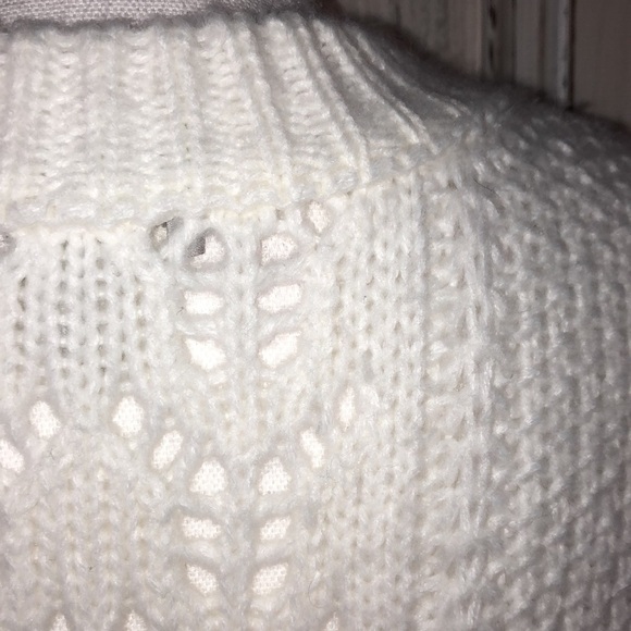ASOS Crew Neck Long Bell Sleeves Cropped Open Knit White Popover Sweater Size 4 - Picture 8 of 11